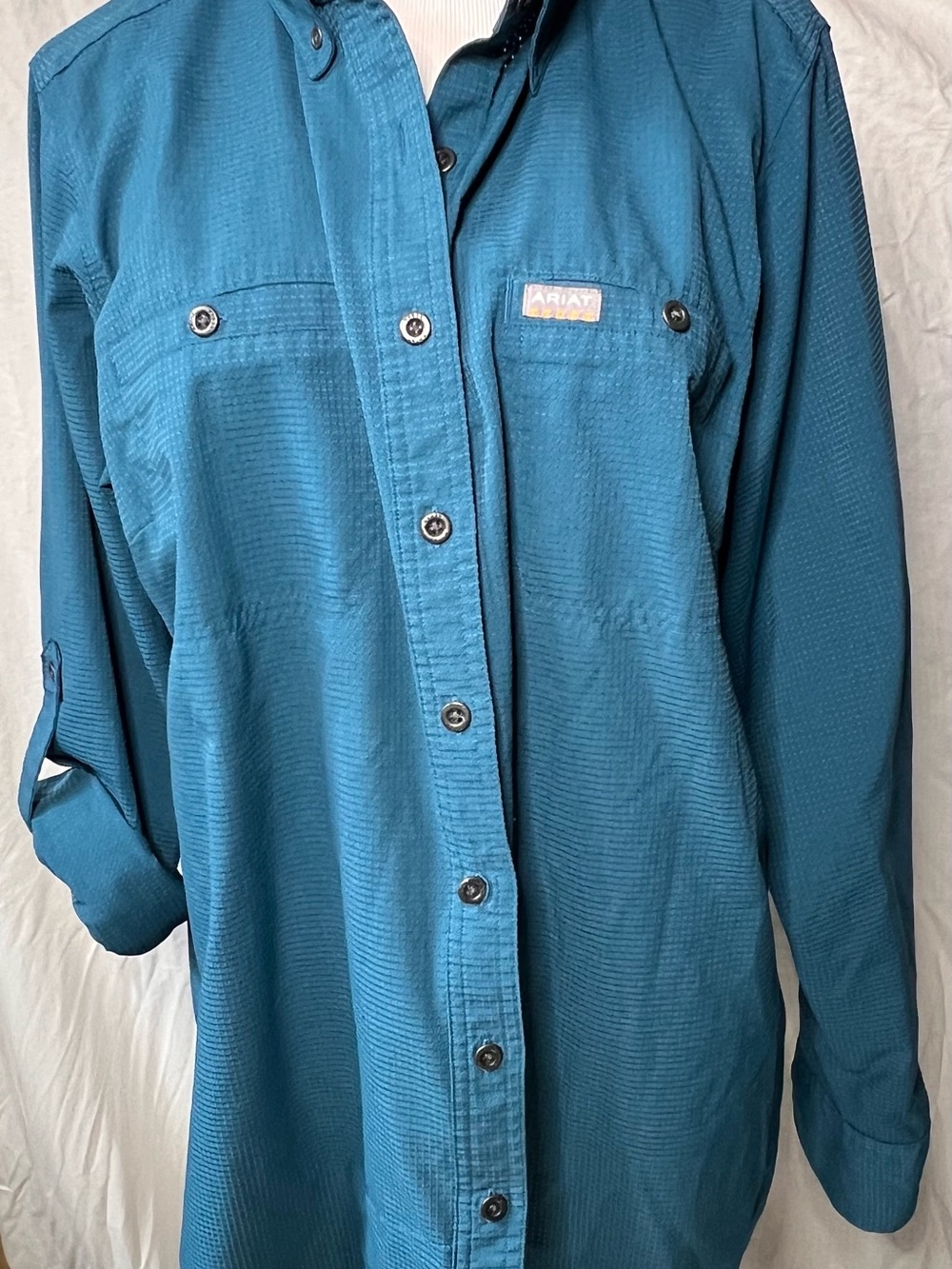 ARAIT woman's Rebar Made Tough 360 Airflow Durastretch Work Shirt- Teal 1X